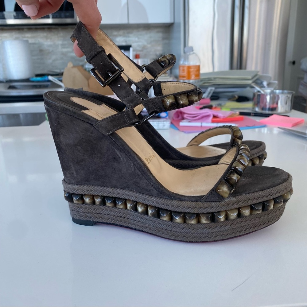 Grey Suede Christian Louboutin Wedge